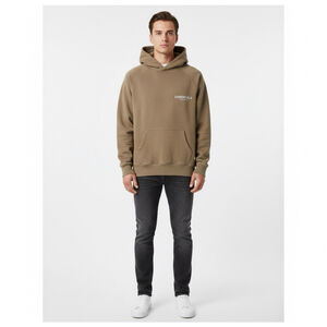 Fear of God Essentials Men's SS'22 Flocked Logo Hoodie NC3 Desert Taupe